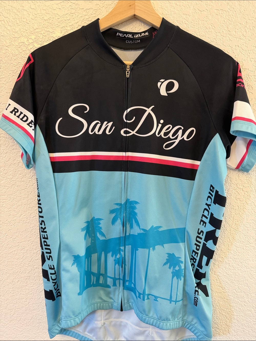 Pearl Izumi Black, Light Blue & Pink "San Diego" Cycling Jersey